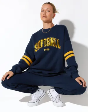 Tim Sweatshirt in Navy Citrus Stripe Football 1999