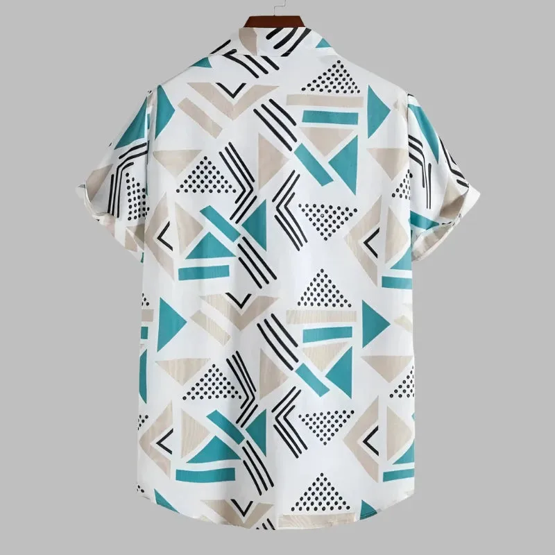 Trendy Hawaiian Summer Shirt - Casual Men's Fashion Lapel Print Short Sleeve Top