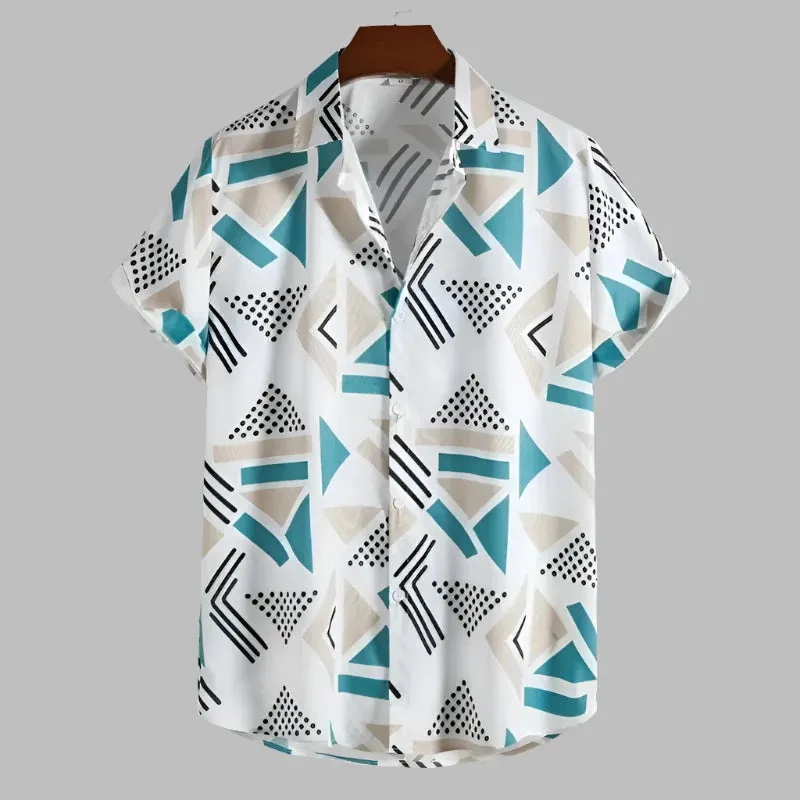 Trendy Hawaiian Summer Shirt - Casual Men's Fashion Lapel Print Short Sleeve Top