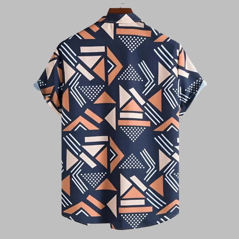 Trendy Hawaiian Summer Shirt - Casual Men's Fashion Lapel Print Short Sleeve Top