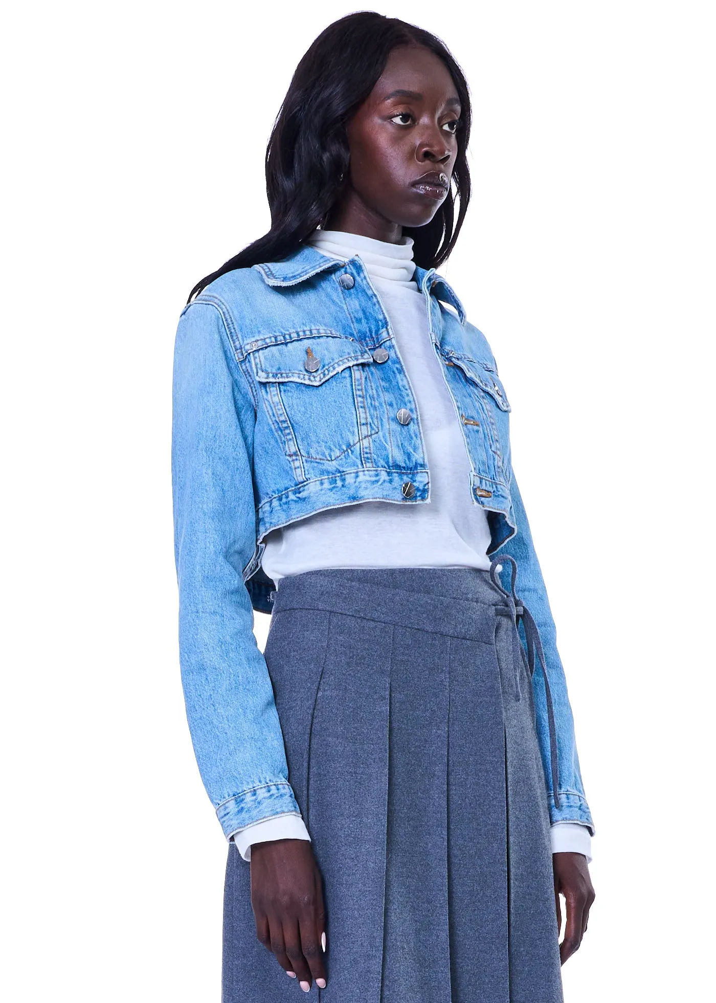 VIAVIA The Crop Trucker Denim Jacket In Milan