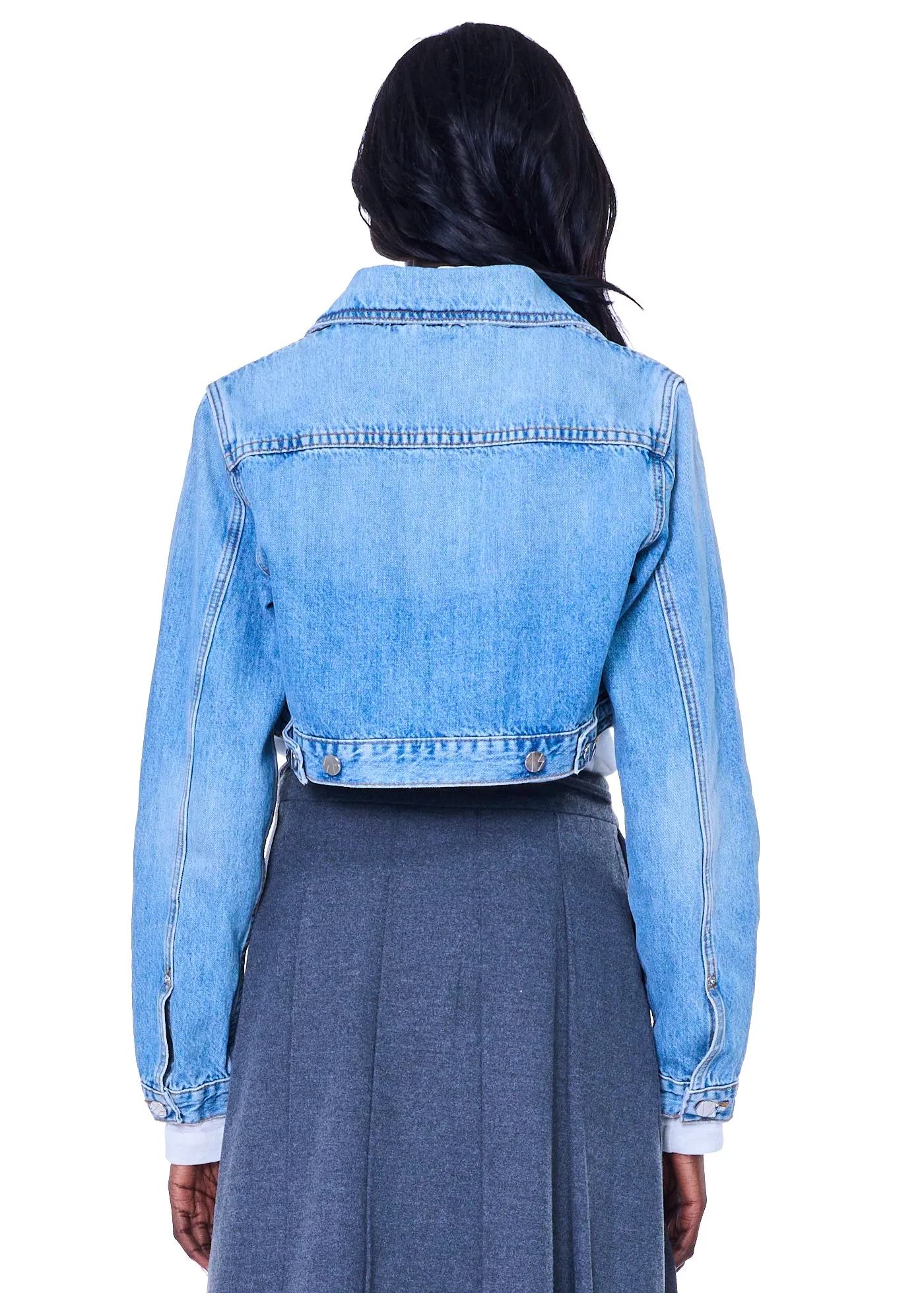 VIAVIA The Crop Trucker Denim Jacket In Milan