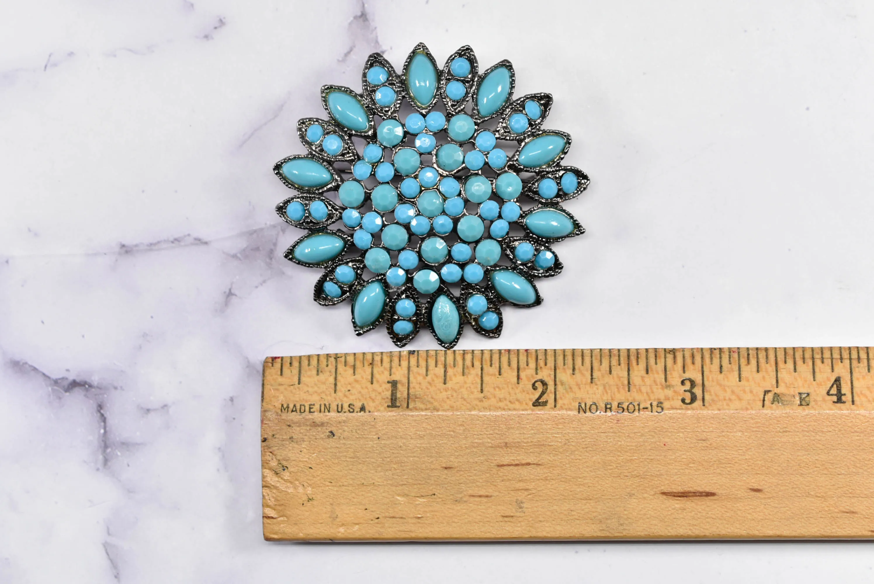 Vintage Turquoise Brooch | Turquoise Rock Brooch with Pin | Native American Jewelry