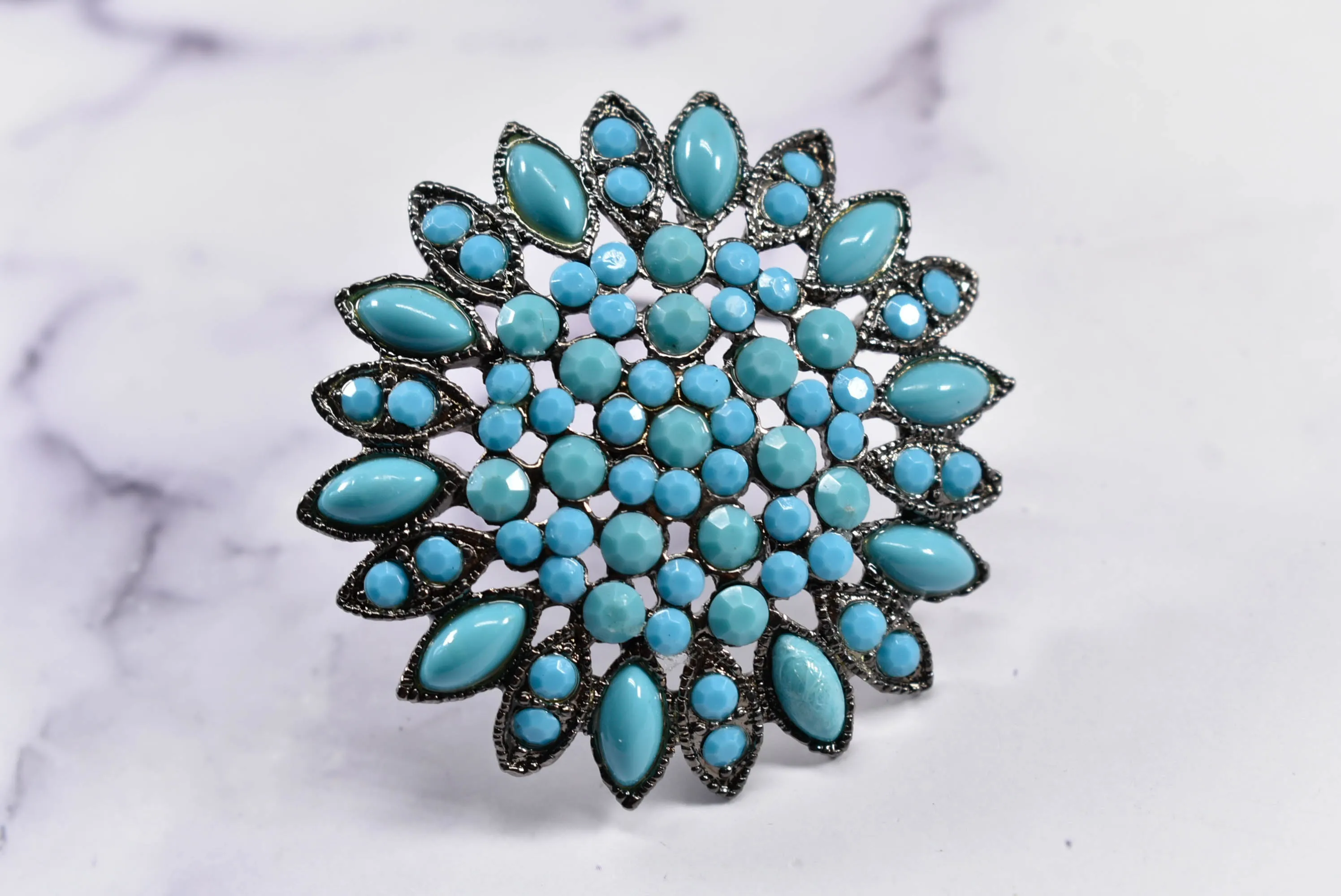 Vintage Turquoise Brooch | Turquoise Rock Brooch with Pin | Native American Jewelry