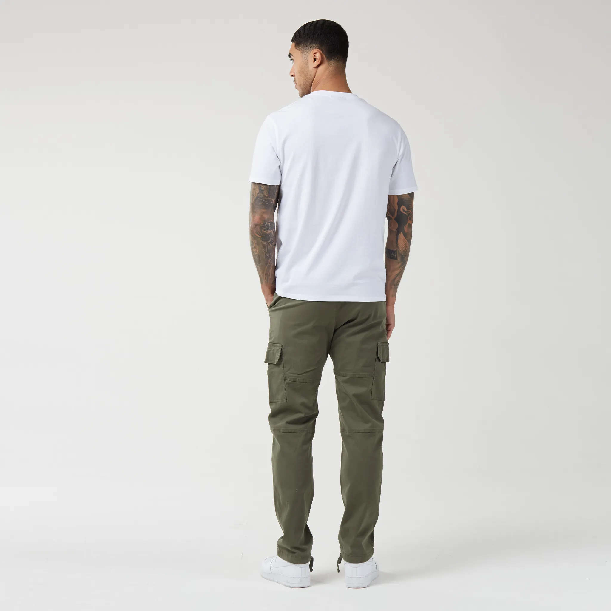 Washed Open Hem Cargo Pants | Khaki