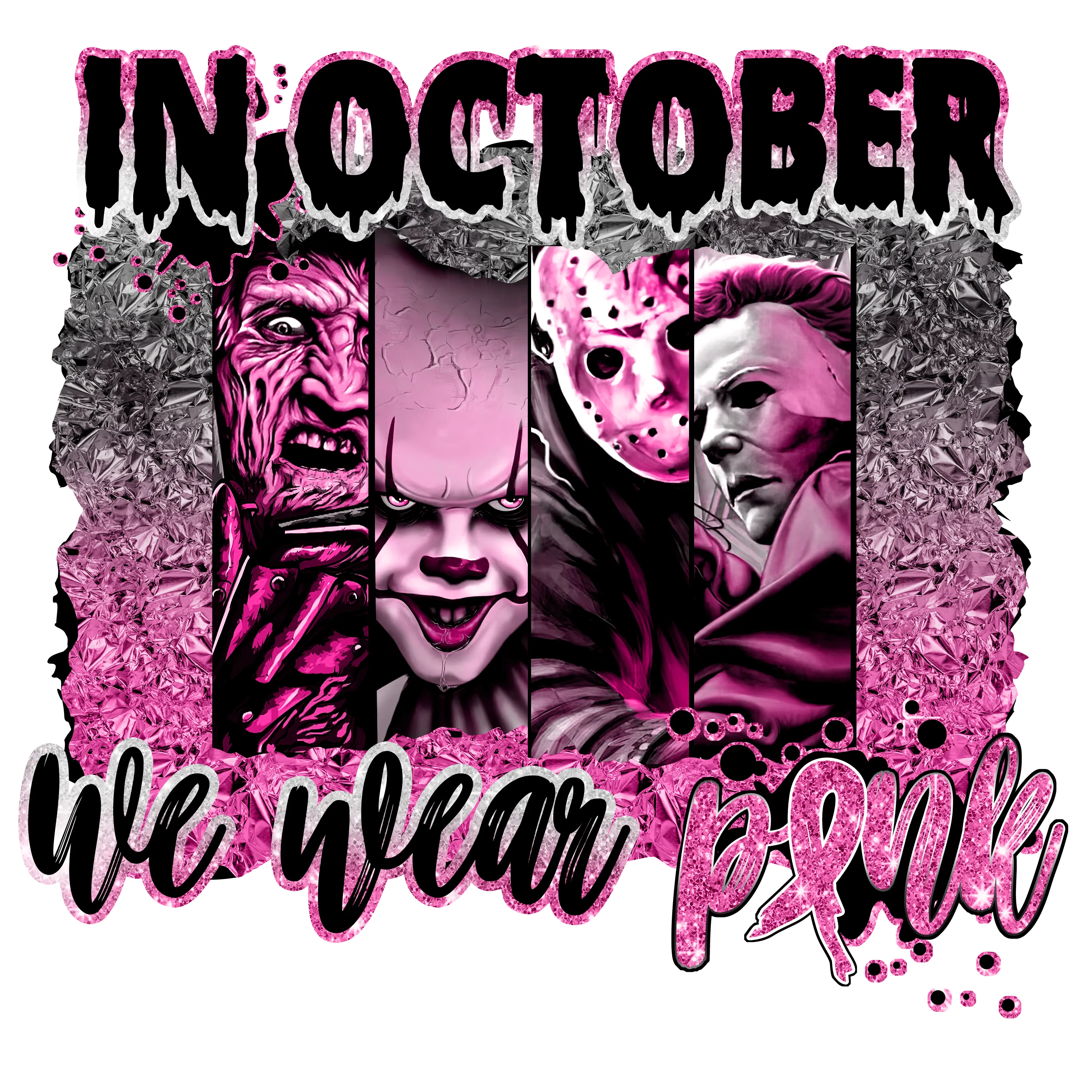 We wear pink, Horror, Heat transfer, press and peel, DIY, Shirt design